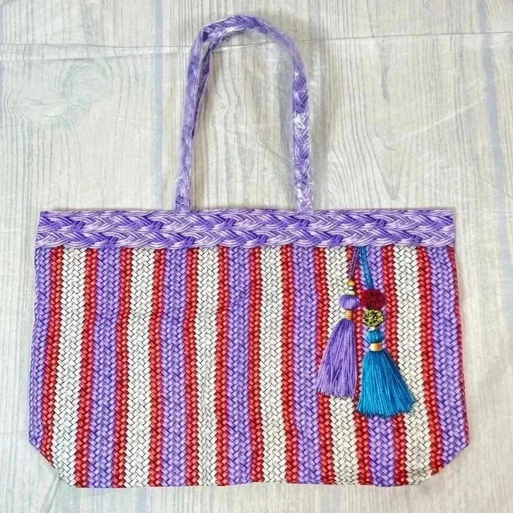 New Estée Lauder‎ beauty pattern Large Tote Beach shopper Bag (Only Bag ) Purple